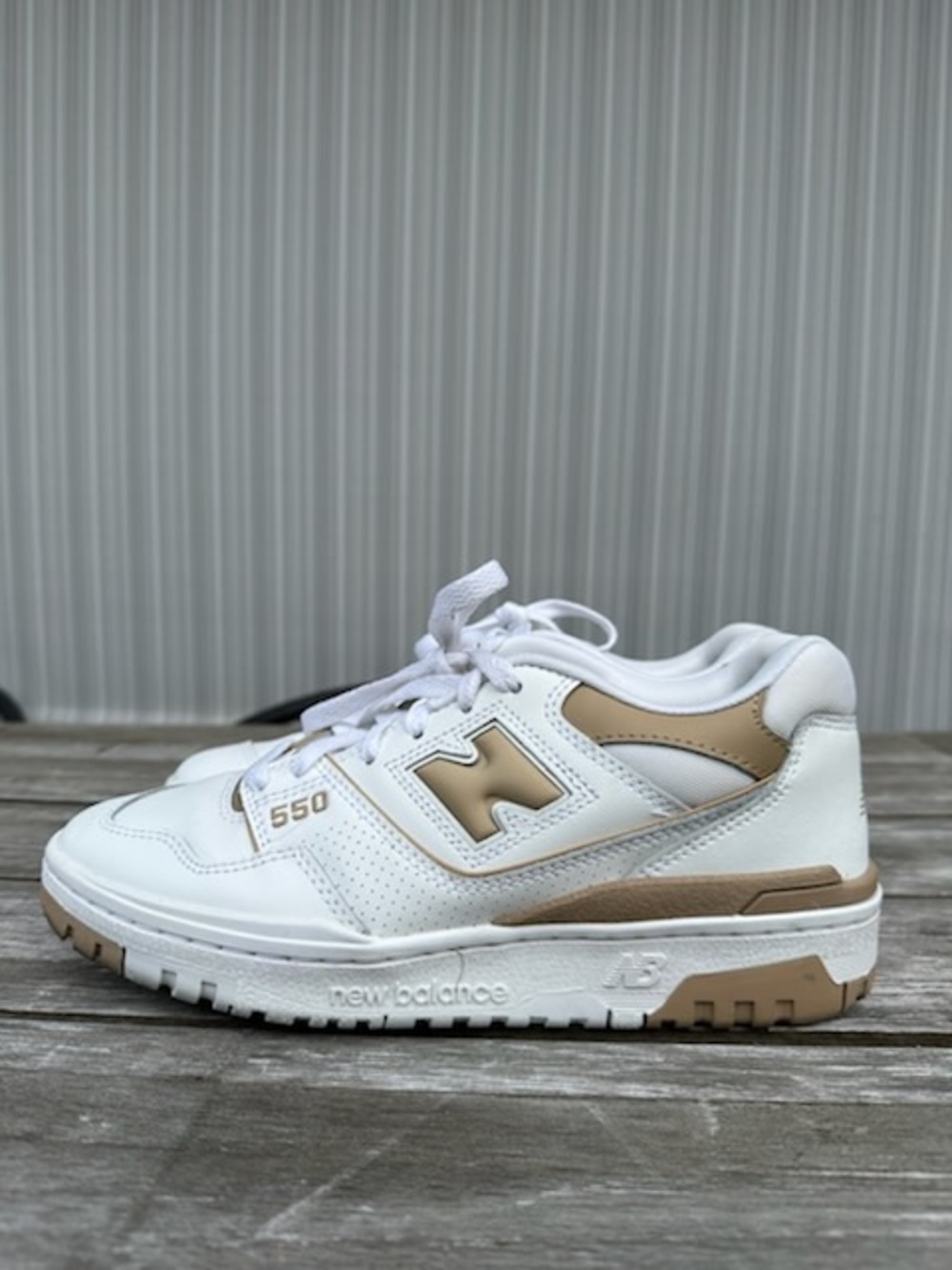 New Balance 550 White with Tan Accent Sneakers